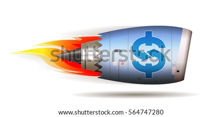 Jet engine - speed dollar transfer - money concept