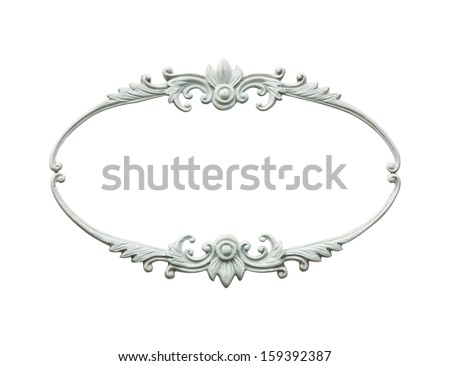carved oval wood frame isolated on white