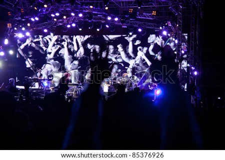 BANGKOK, THAILAND - SEP 23 : Linkin Park rock band performs live concert during thousand suns tour on September 23, 2011 in Bangkok Thailand.