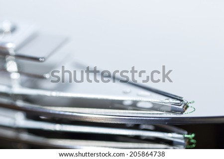 Hard drive element photographed with the professional macro lens