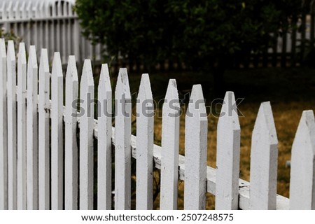 Similar – Image, Stock Photo Picket fence, in the slope