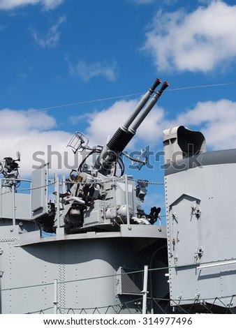Gun Mount On World War II Era Naval Ship