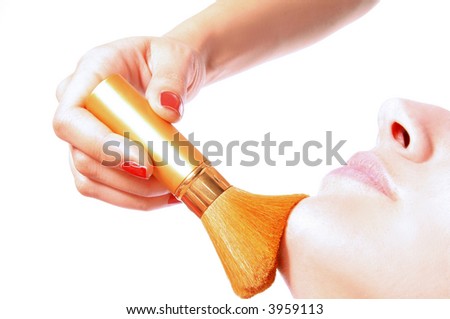 girl is having a make up treatment with powder brush