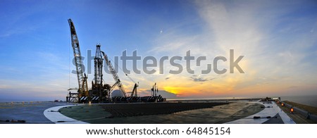 Sunrise,Oil Rig Panoramic 2