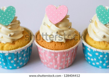 Homemade cup cake in colorful paper cup