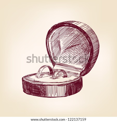 Wedding Rings In A Box Hand Drawn Vector Llustration - 122137159 ...