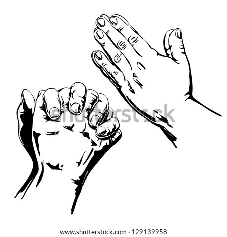 Praying Hands Drawing Vector Illustration Realistic Sketch - 129139958 ...