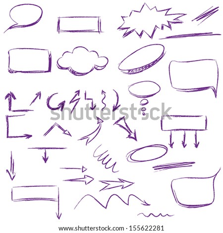 Set of many hand-drawn arrows isolated, vector  elements