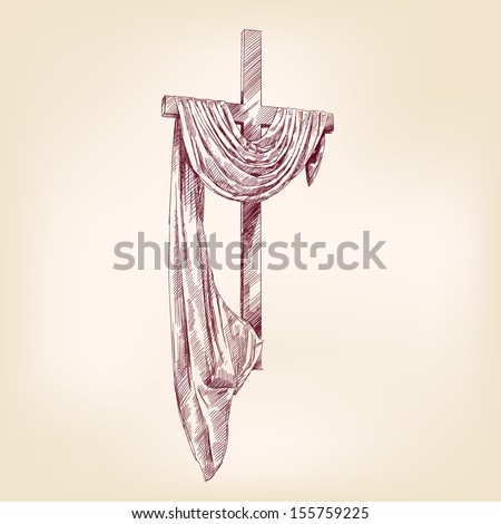 Wood Cross Hand Drawn Vector Llustration Realistic Sketch - 155759225 ...