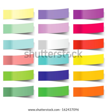 collection of colorful vector sticky notes, transparent shadows 