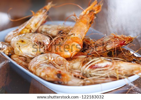 Fired shrimp  on plate