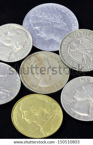 Old coins of different nationalities, from different periods