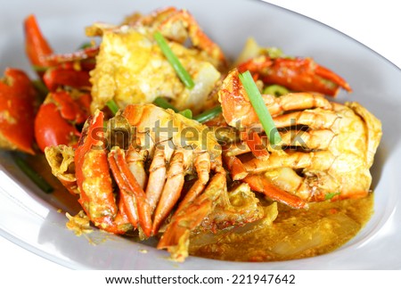 Stirred Fried Crab with Garlic, Pepper, Curry Powder.