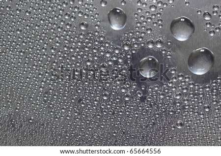 water drops on silver surface