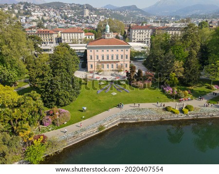 Villa Ciani on botanical park at Lugano in the italian part of Switzerland Zdjęcia stock © 