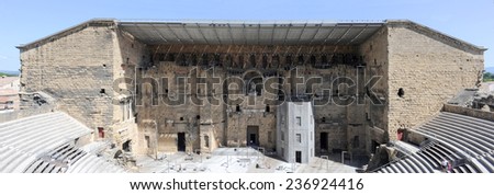 Orange, France - 26 June 2012: Roman theater in Orange, Southern France