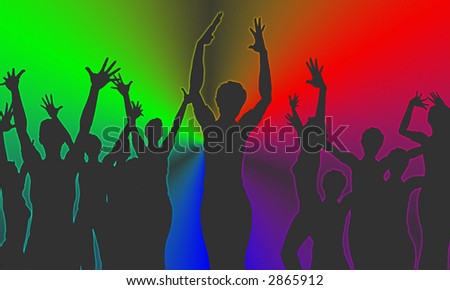 party-people with rainbow and laser light