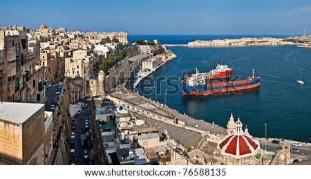 Similar – Image, Stock Photo Panoramic view of Valletta Skyline at beautiful sunset from Sliema with churches of Our Lady of Mount Carmel and St. Paul’s Anglican Pro-Cathedral, Valletta, Capital city of Malta