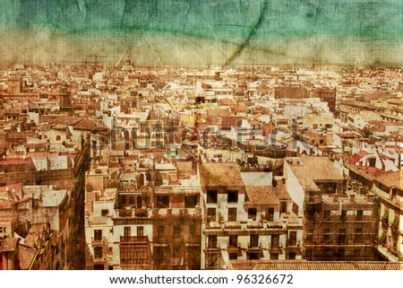 old Spanish town in retro and grunge style