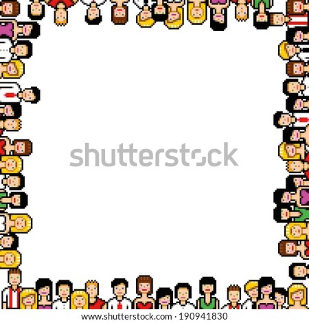 Pixel Art People Frame Vector Illustration Isolated On White ...