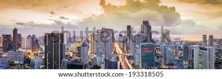 Bangkok Cityscape, Panorama of Business district with high building at dusk (Bangkok, Thailand)