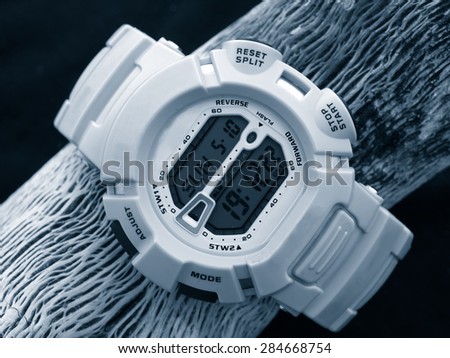 Digital watch chronograph monochrome