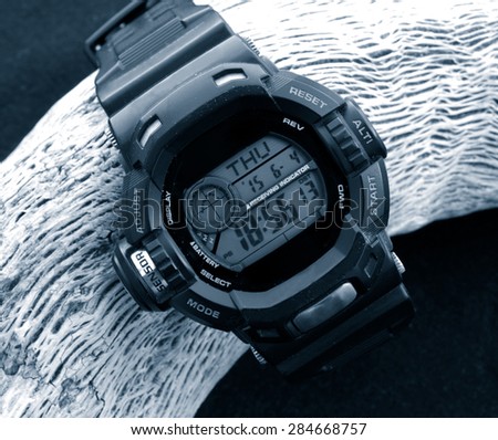 digital watch cronograph monochrome image