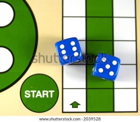 start square on table game and two dice