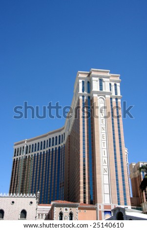 Las Vegas, NV - SEPT 01: And exterior shot of the Venetian hotel.  The Venetian complex is currently the largest hotel on the strip.  Sept. 01, 2008 in Las Vegas, NV.