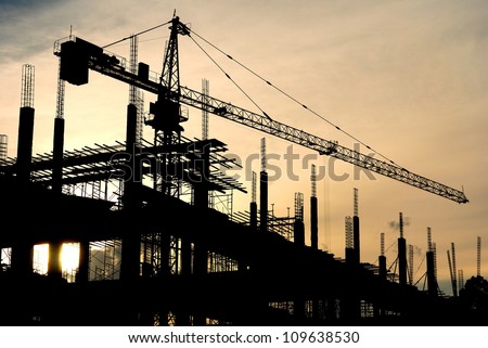 silhouette of the building construction