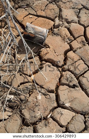 Dry cracks on ground or earth during drought