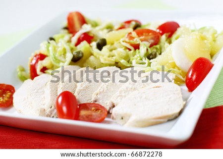 Fresh chicken meat salad