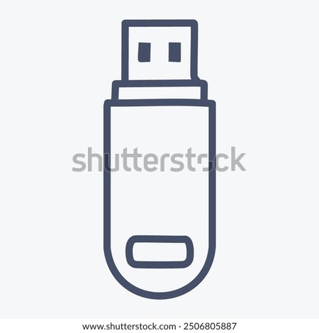 Data storage device outline icon. Simple line art vector illustration of a USB flash drive, perfect for web design or mobile app interface.