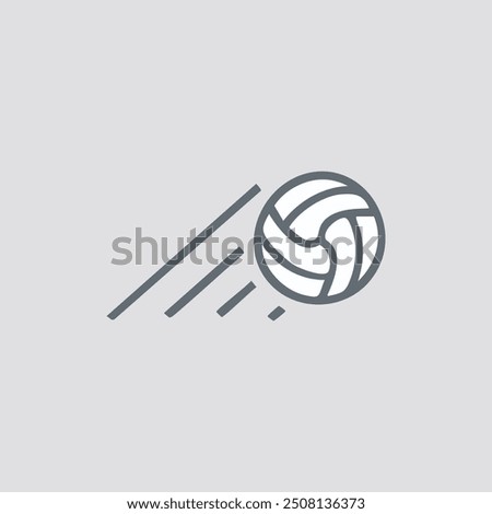 Fast moving volleyball icon. Simple icon of a volleyball moving quickly, ideal for sports-related designs and projects.