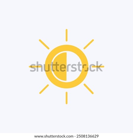 Half sun icon design. Modern, minimalist icon of a half sun, ideal for use in web design, mobile applications, and presentations.