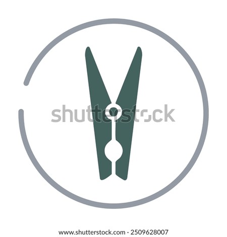 Clothes peg icon inside circle. A simple, modern icon of a clothes peg inside a circle. Ideal for use in laundry or household related designs.