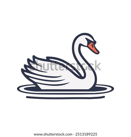 Swan water bird. White swan with elegant neck, swimming in blue water. Graceful and serene, symbolizing beauty and purity.