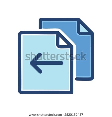 Undo file icon. Blue file icon with left arrow, symbolizing undo action.