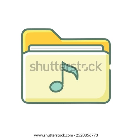 Music folder icon. Folder icon with a musical note, representing audio files and music storage.