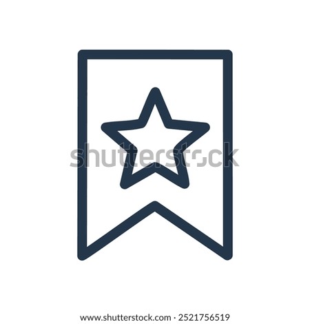 Star bookmark icon. Outline icon of a star inside a bookmark, symbolizing favorite, important, or high-quality content.