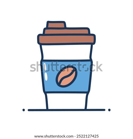 Coffee cup illustration. Cartoon illustration of a coffee cup, perfect for representing coffee, caffeine, and energy.