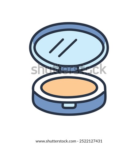 Compact powder makeup. Open makeup compact with a powder foundation and mirror, ideal for touch-ups.