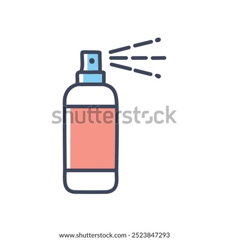 Spray bottle icon. Simple line art illustration of a spray bottle with a mist effect. Ideal for hygiene, cleaning, and product design concepts.