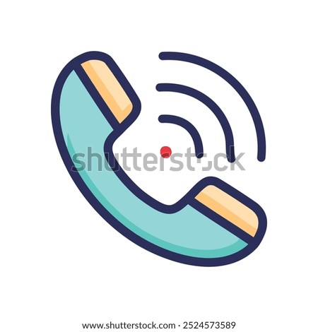 Incoming phone call icon. Illustration of a phone receiver with a ringing sound effect, symbolizing incoming communication.