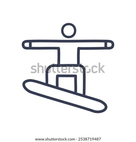 Snowboarder icon design. Simple snowboarder line art.  Symbolizes winter sports, freedom, and athleticism.