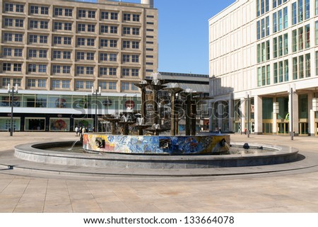 BERLIN, GERMANY - APRIL 19: Alexanderplatz and the Fountain of International Friendship on April 19, 2009 in Berlin, Germany. The fountain was created by a group of artists led by Walter Womacka