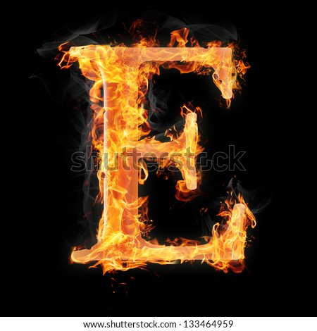 Letters And Symbols In Fire - Letter E. Stock Photo 133464959 ...