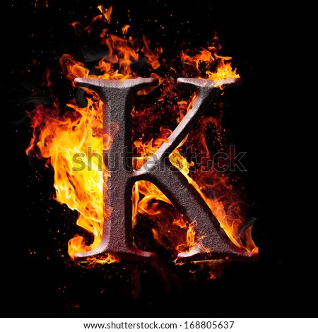 Letters And Symbols In Fire - Letter K. Stock Photo 168805637 ...