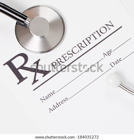Medical ideas - blank prescription and stethoscope - 1 to 1 ratio