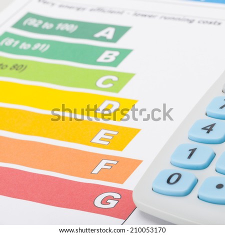 Calculator with energy efficiency chart under it  - 1 to 1 ratio